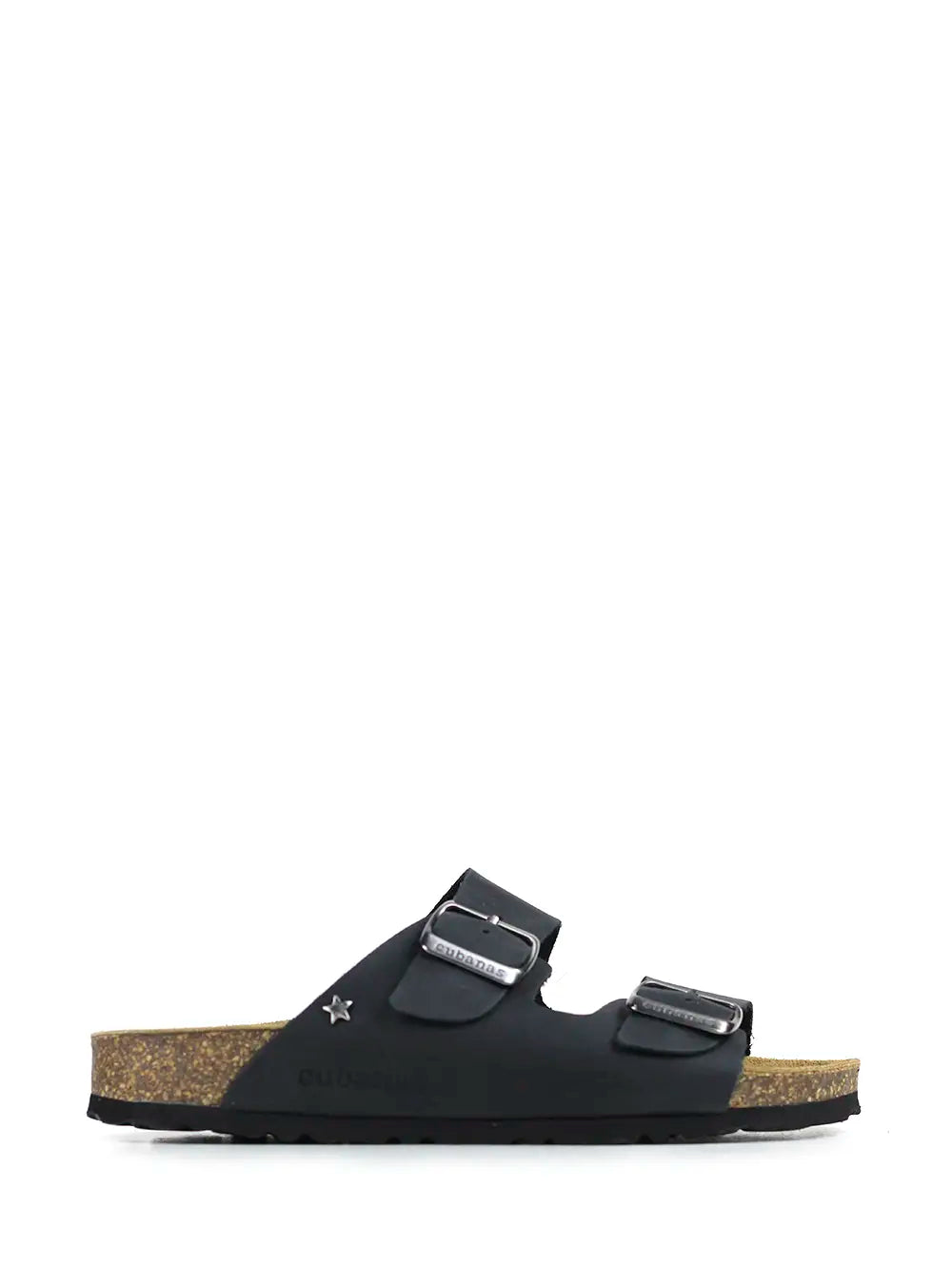 Sandália em Pele Navy com Duas Tiras