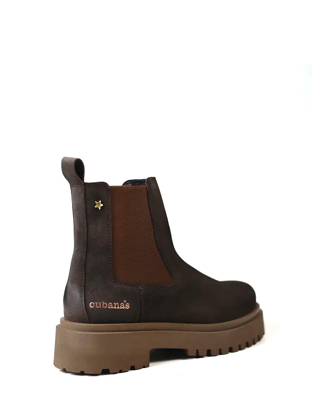 Bota Cubanas em Camurça Castanha e Sola Tratorada