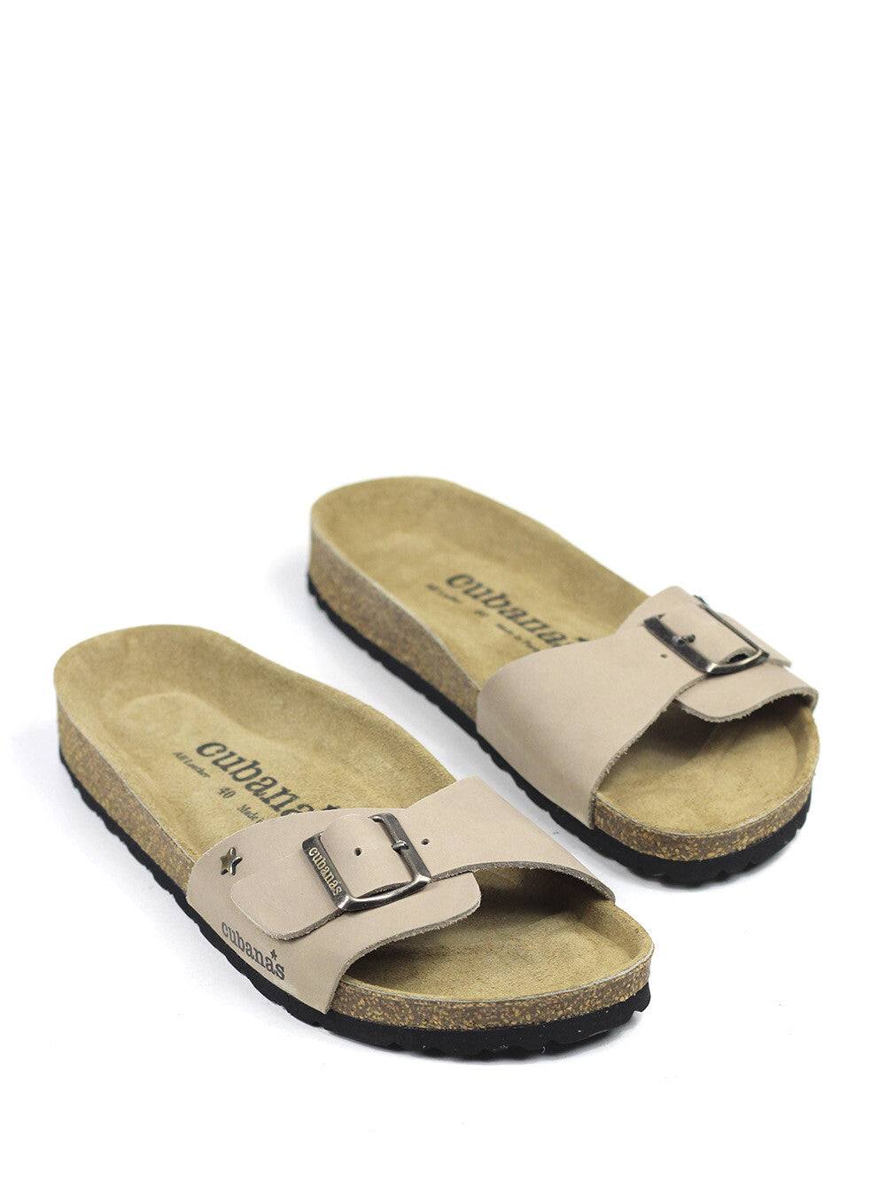 Sandália em Pele Beige com Tira Única